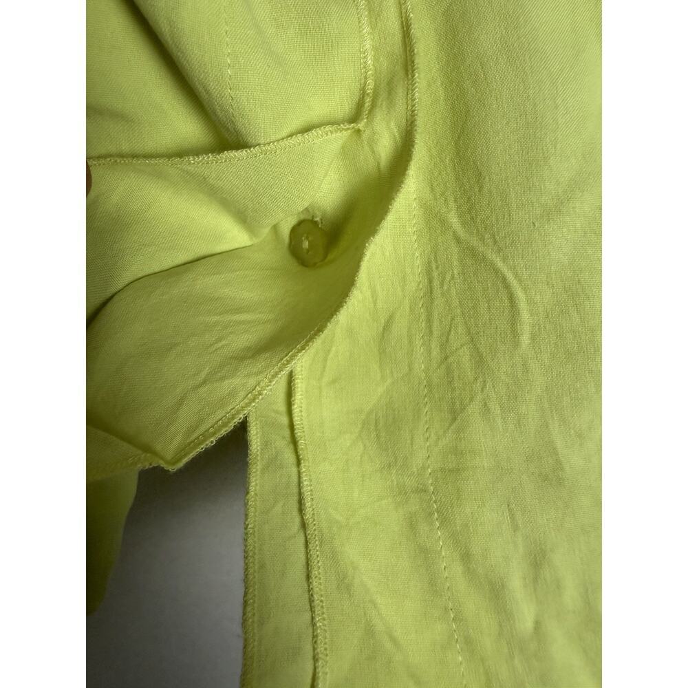 Sag Harbor Womens Green Button Up Silk Shirt Short Sleeve Notched Collar Size 10 - Picture 5 of 8